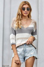 Load image into Gallery viewer, Gray Long Sleeve Loose Casual Knit Top
