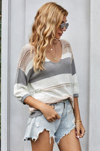 Load image into Gallery viewer, Gray Long Sleeve Loose Casual Knit Top
